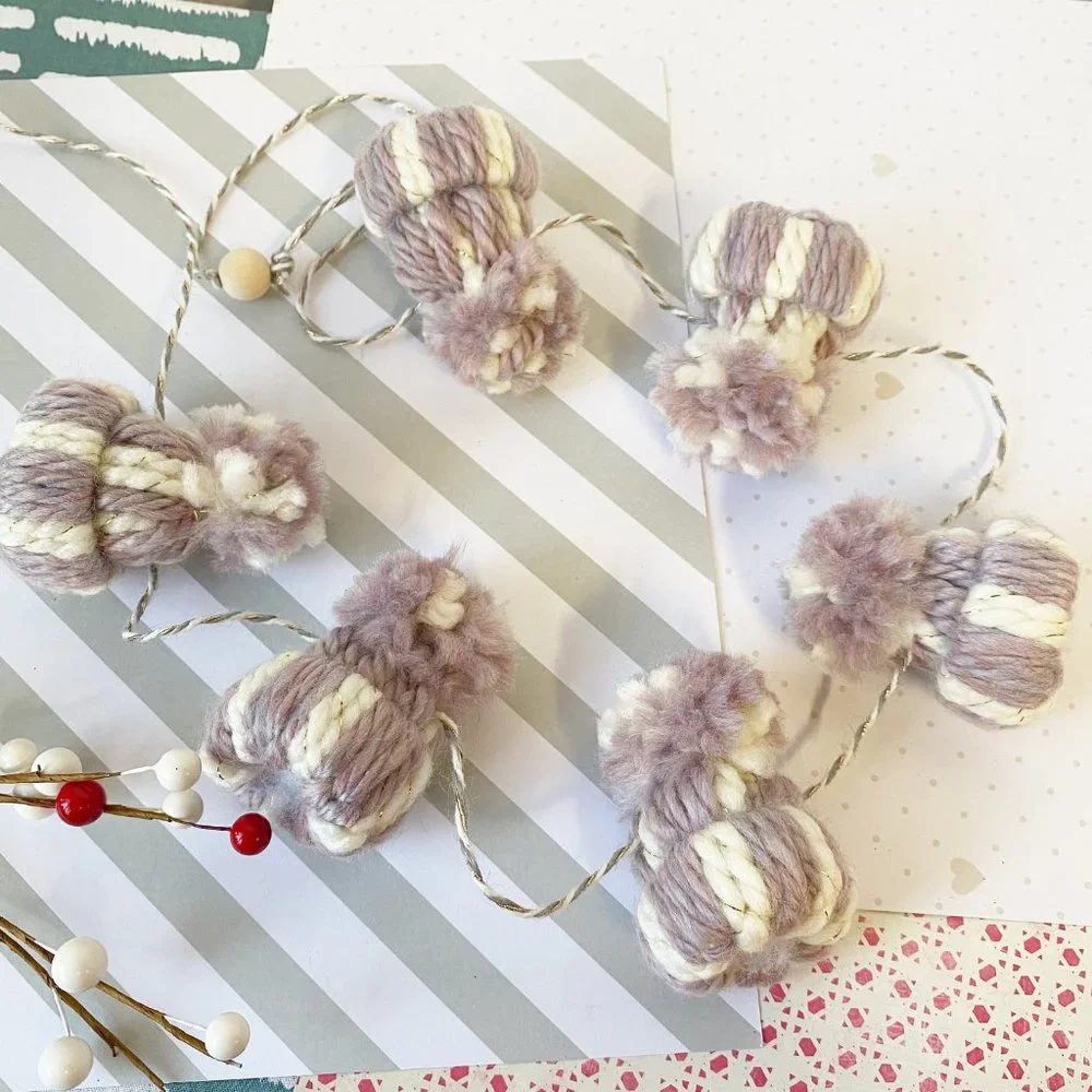 Handmade Winter Mini Knit Beanie Hat Christmas Garland Christmas Decorations